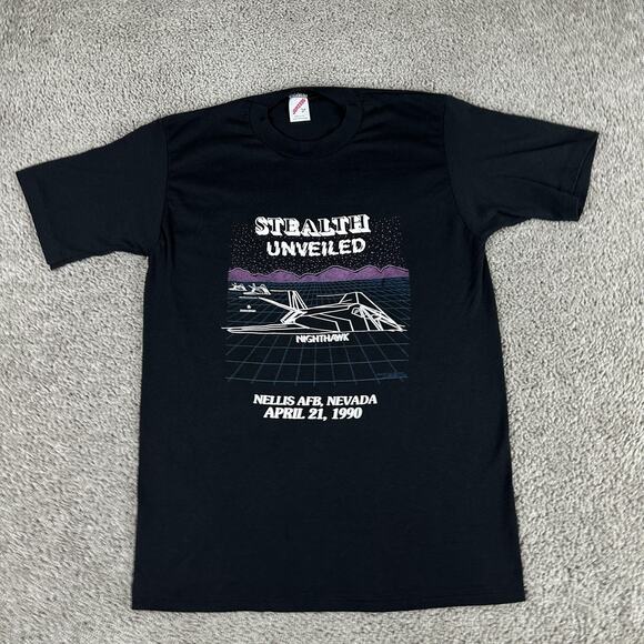 Vintage Stealth Unveiled Shirt Mens Large Nighthawk Nellis AFB 1990 USA 90s - Picture 1 of 12